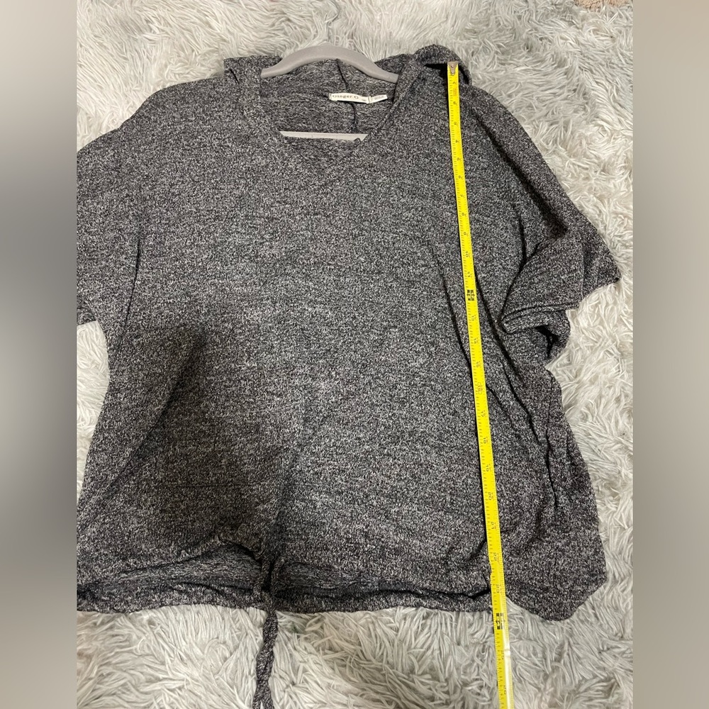 Ginger G Marled Gray Hooded Shirt Size M - Picture 4 of 4